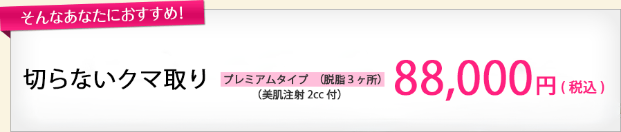切らないクマ取り プレミアムタイプ（脱脂３ヶ所） 88,000円（税込）