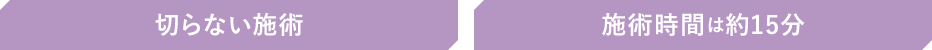 切らない施術 施術時間は約15分