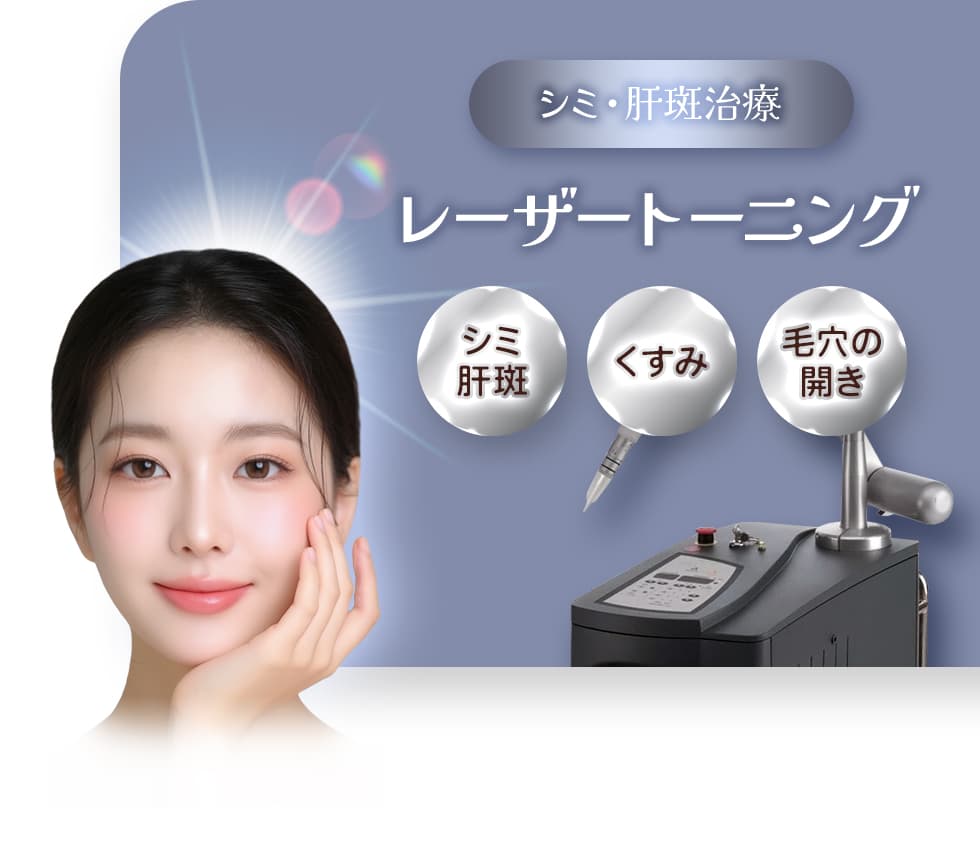 シミ・肝斑治療 レーザートーニング シミ肝斑・くすみ・毛穴の開き