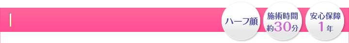 ハーフ顔・施術時間 約20分・安心保障１年