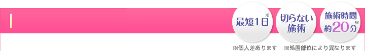 かんたん・最短１日・切らない施術・施術時間 約20分