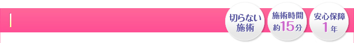 切らない施術・施術時間 約15分・安心保障１年