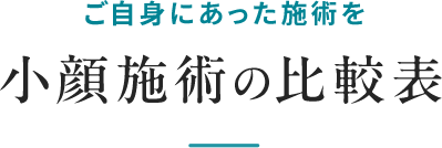 ご自身にあった施術を小顔施術の比較表