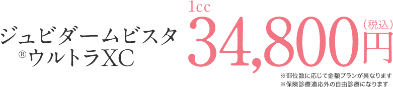 ジュビダームビスタ®ウルトラXC 1cc 34,800円(税込)