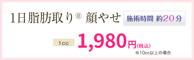 1日脂肪取り<sup>®</sup>顔やせ　施術時間　約20分