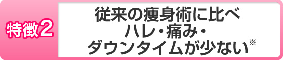 ハレ・痛み・ダウンタイムが少ない