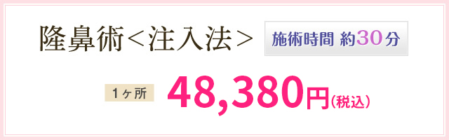 隆鼻術 ＜注入法＞ 施術時間 約30分