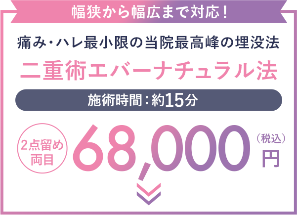 二重の戻りをなくしたい方 二重術エバーナチュラル法 68,000円（税込）