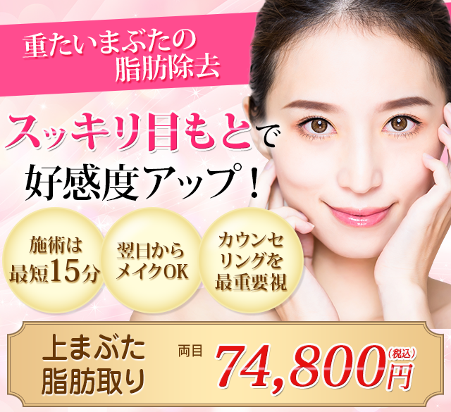 重たいまぶたの脂肪除去！