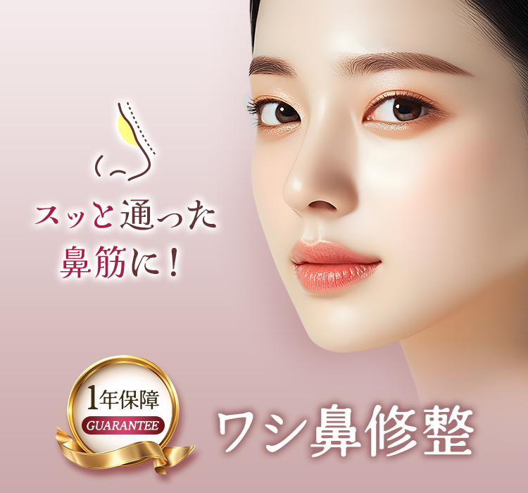 スッと通った鼻筋に！ ワシ鼻修整 1年保障